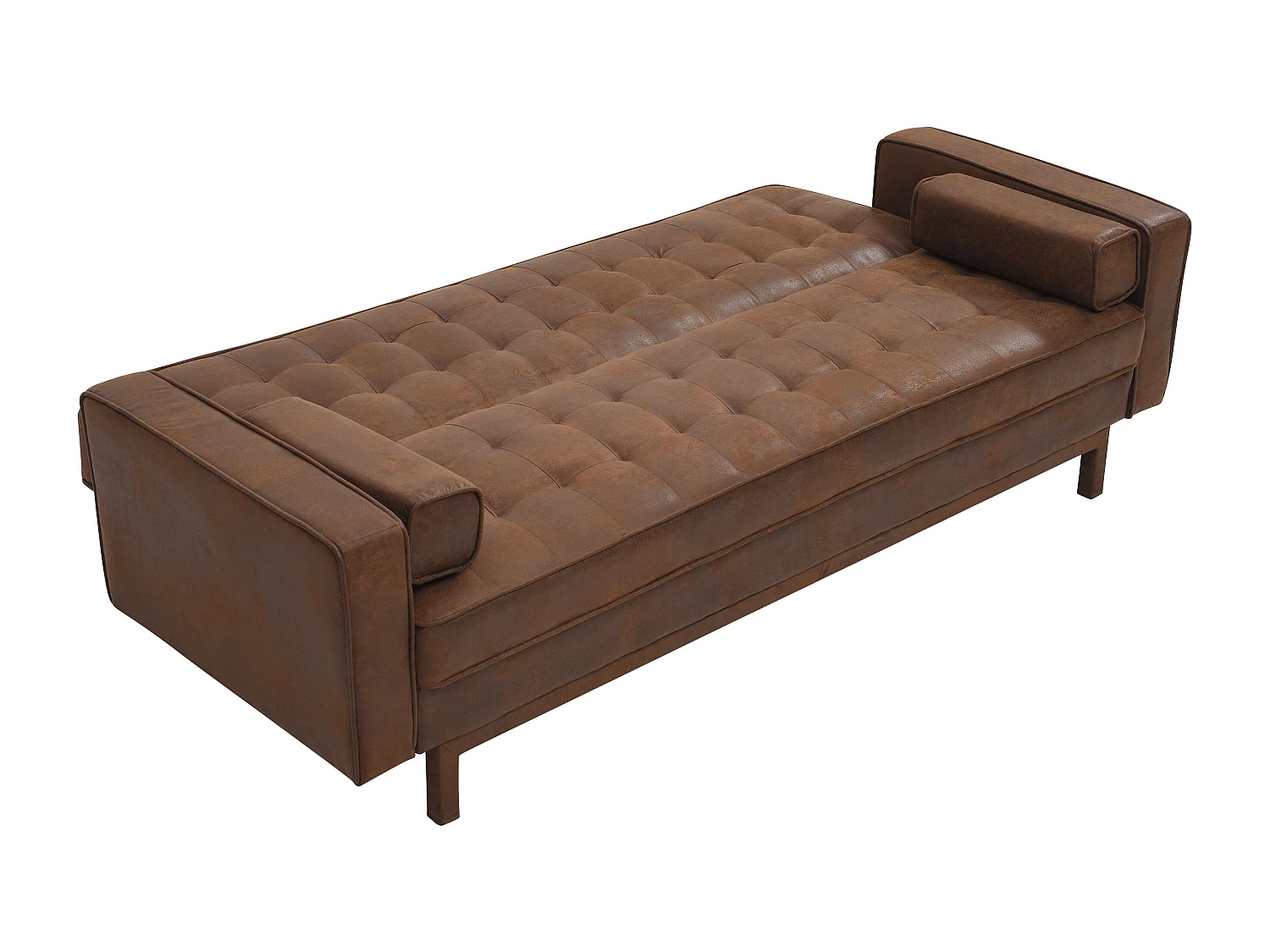 Sovesofa clic-clac-seng i brun vintage mikrofiber ELEANOR II