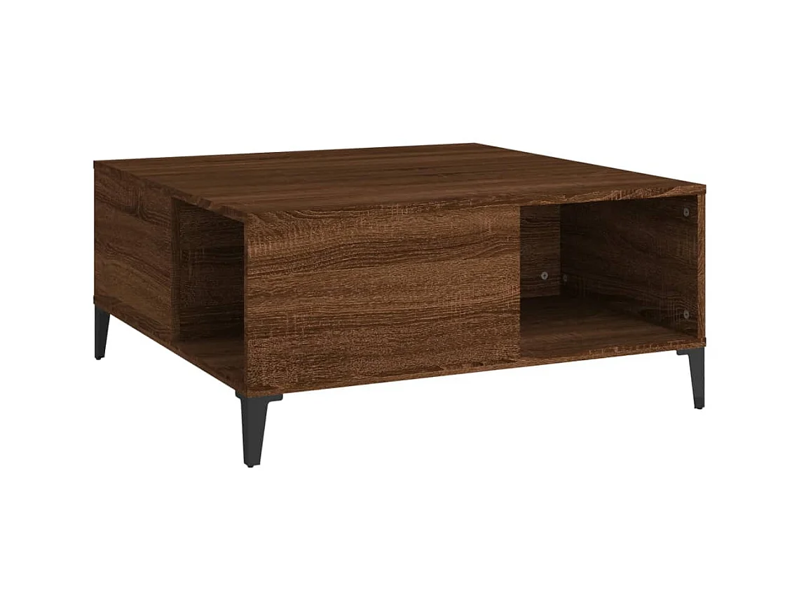 Goudbruin eiken salontafel 80x80x36,5 cm samengesteld hout