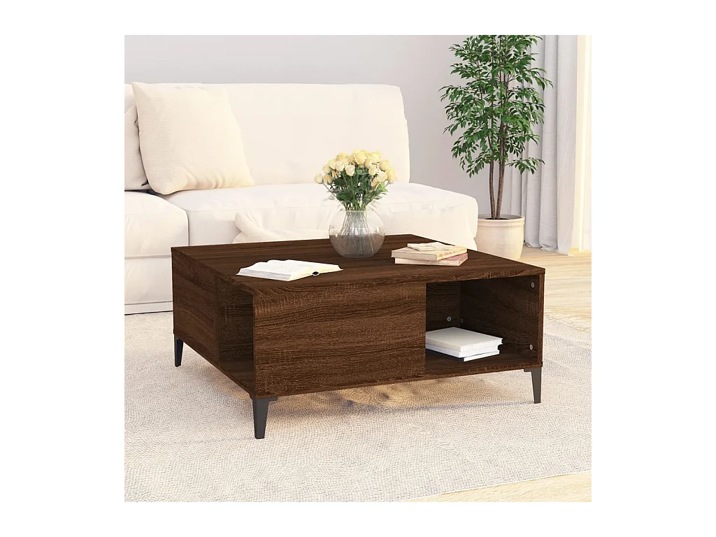 Goudbruin eiken salontafel 80x80x36,5 cm samengesteld hout