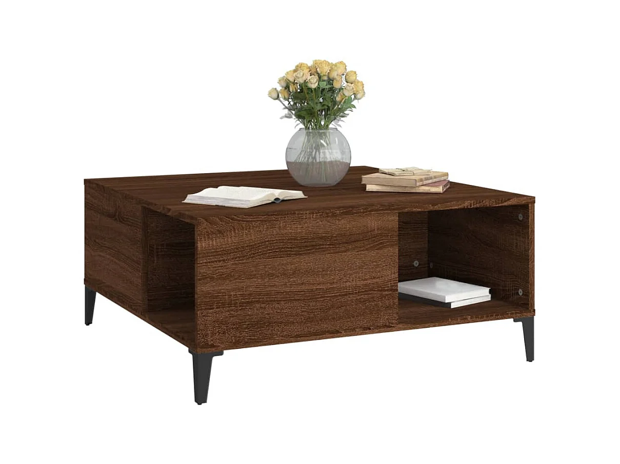 Goudbruin eiken salontafel 80x80x36,5 cm samengesteld hout