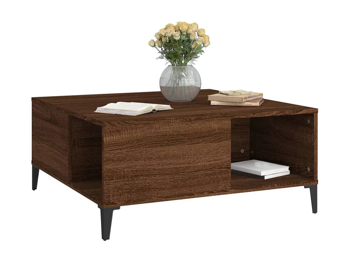 Table basse chêne marron 80x80x36,5 cm bois d'ingénierie