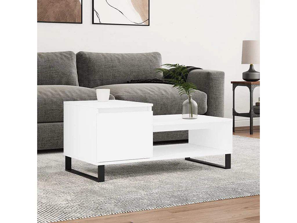 Mesa de centro Gold Blanco 100x50x45 cm Madera contrachapada