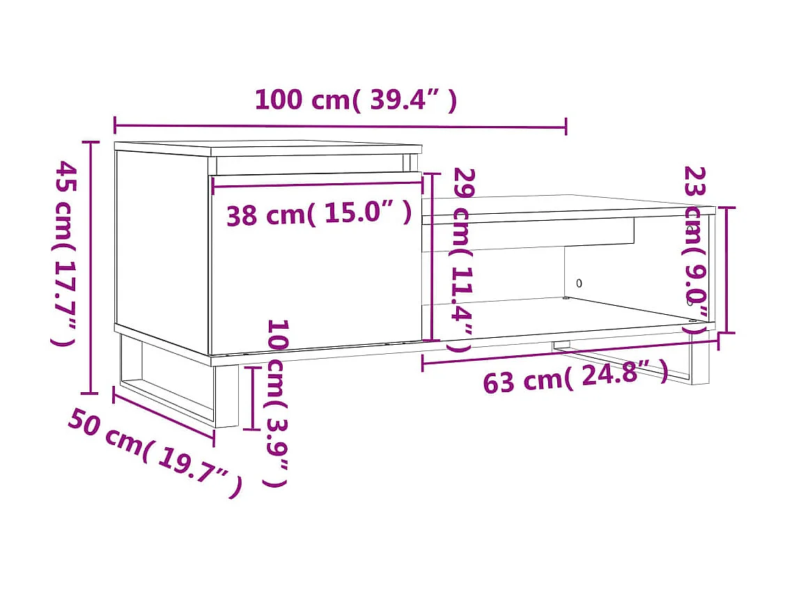 Mesa de centro Gold Blanco 100x50x45 cm Madera contrachapada