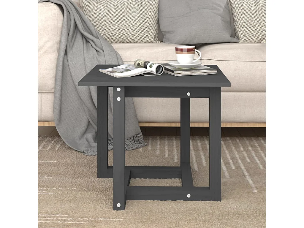 Table basse Gris 50x50x45 cm Bois massif de pin