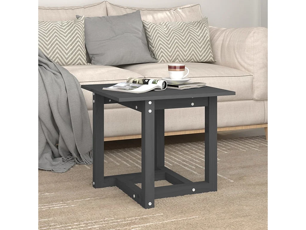 Table basse Gris 50x50x45 cm Bois massif de pin
