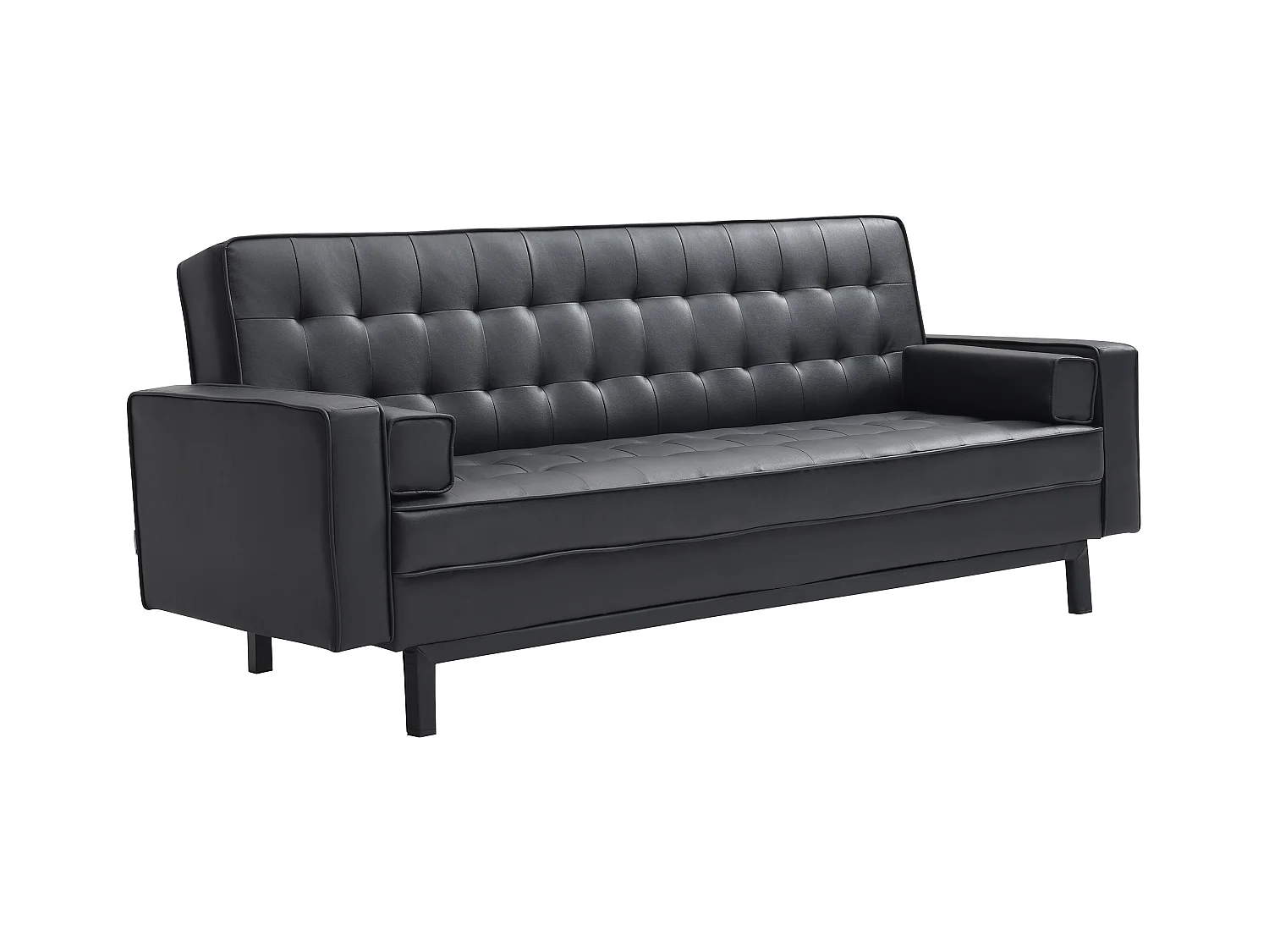 Schlafsofa Klappsofa - Kunstleder - Schwarz - ELEANOR II