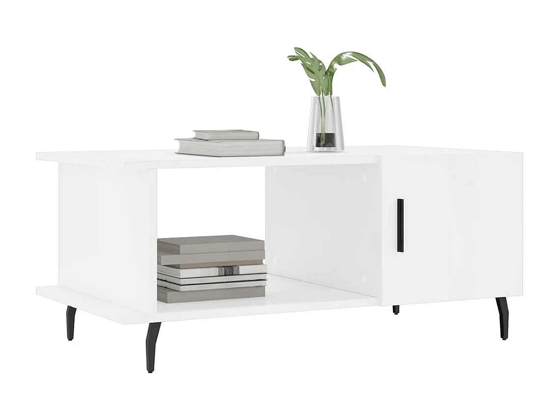 Gold Salontafel Glanzend wit 90x50x40 cm Bewerkt hout