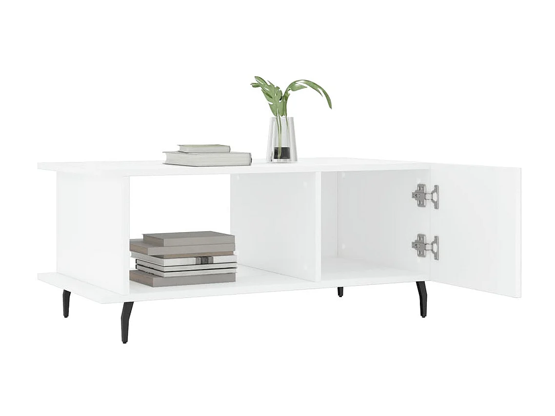 Gold Salontafel Glanzend wit 90x50x40 cm Bewerkt hout