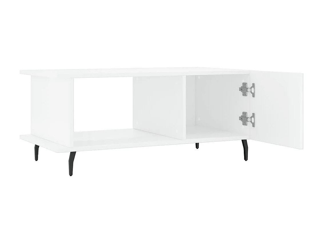 Gold Salontafel Glanzend wit 90x50x40 cm Bewerkt hout