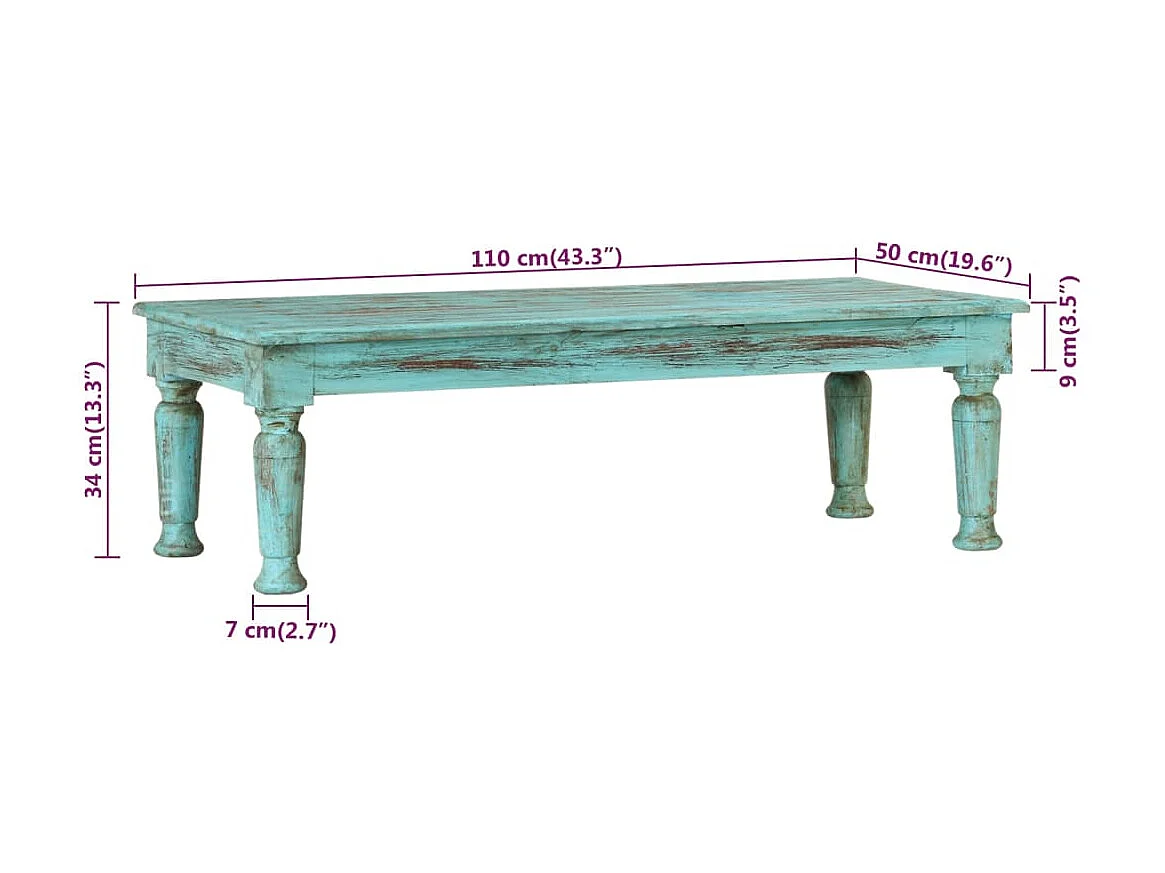 Tavolino Gold 110x50x34 cm Legno massello di recupero