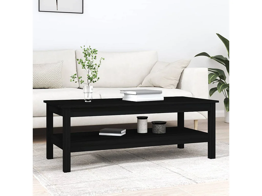 Table basse Noir 110x50x40 cm Bois massif de pin