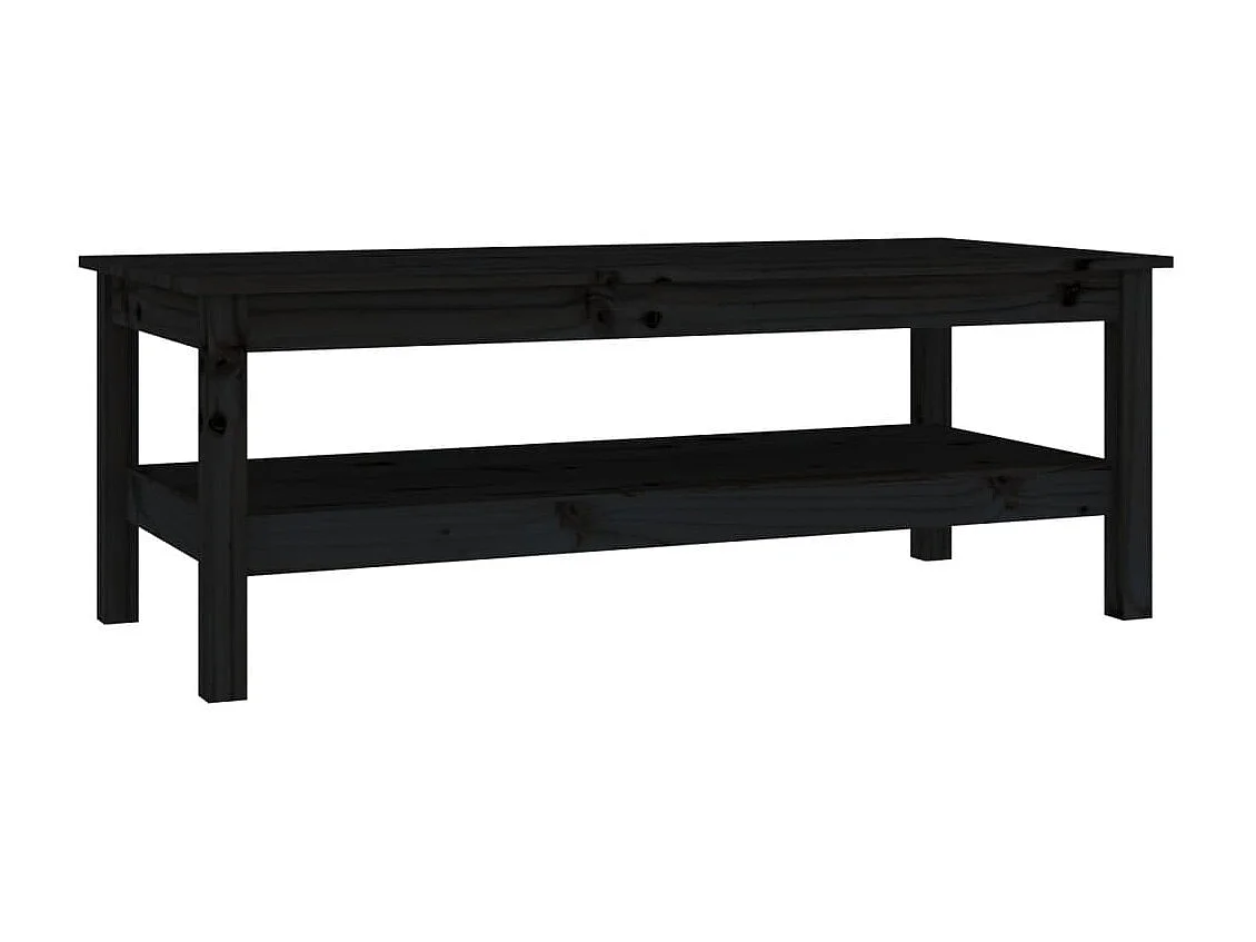 Table basse Noir 110x50x40 cm Bois massif de pin