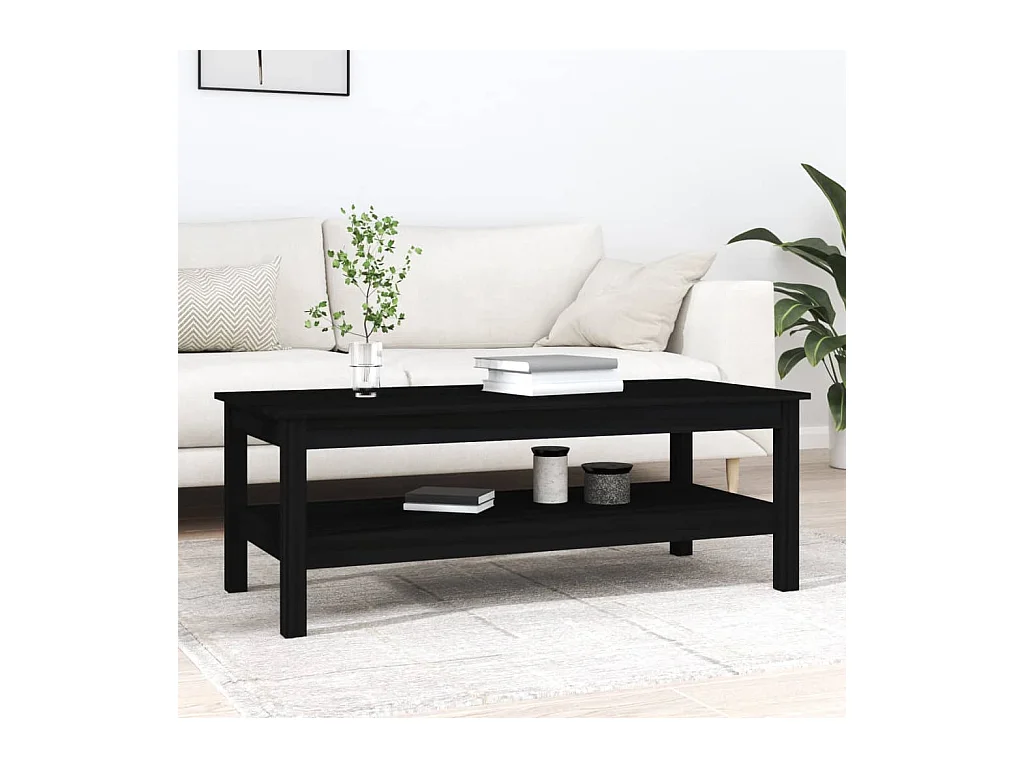 Gold Salontafel Zwart 110x50x40 cm Massief grenenhout