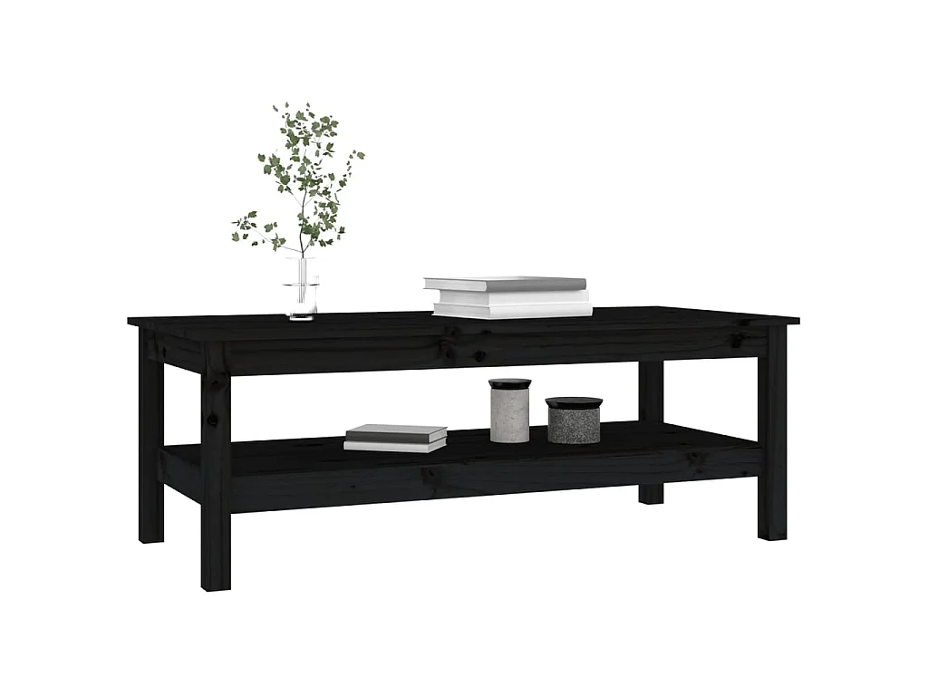 Table basse Noir 110x50x40 cm Bois massif de pin