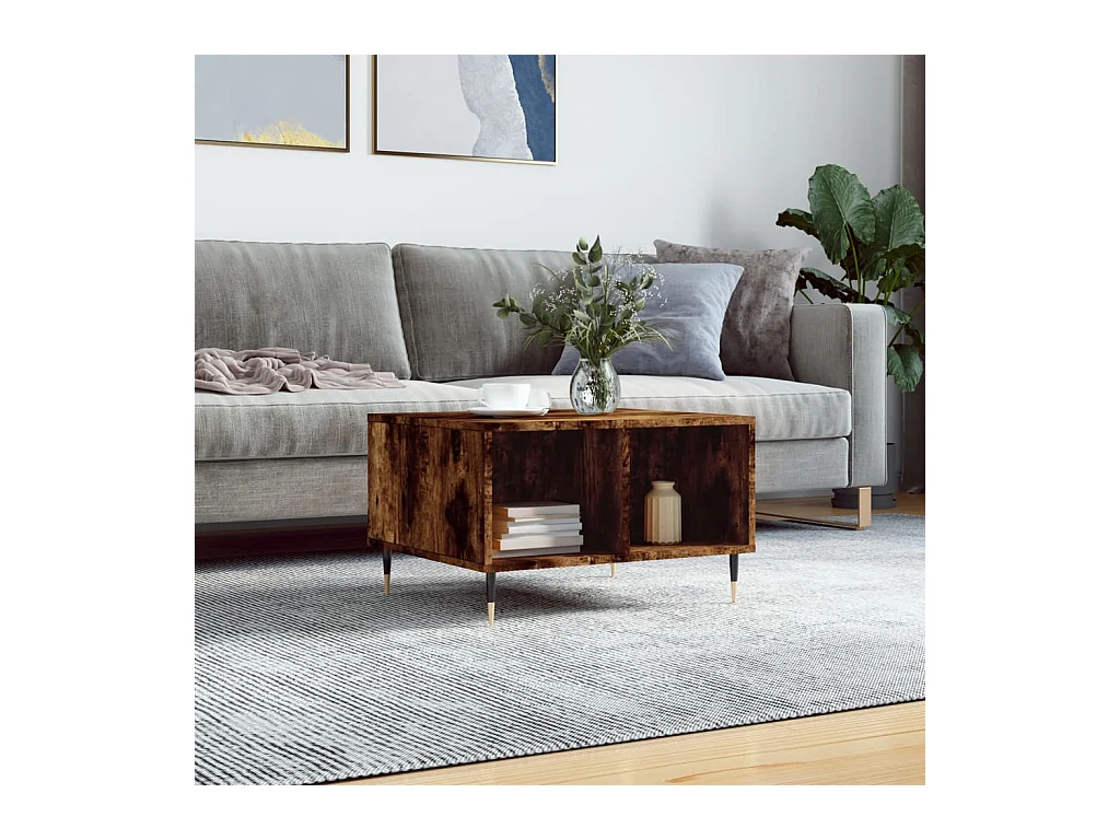Table basse Chêne fumé 60x50x36,5 cm Bois d'ingénierie