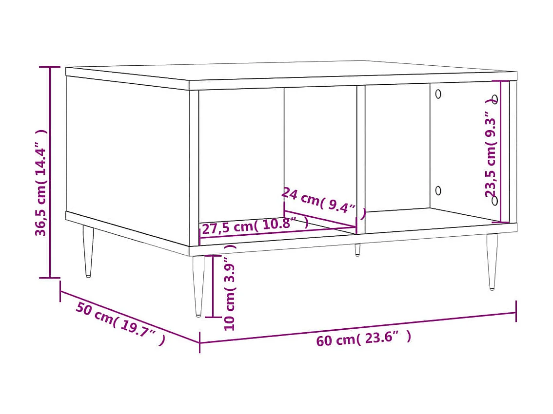 Table basse Chêne fumé 60x50x36,5 cm Bois d'ingénierie