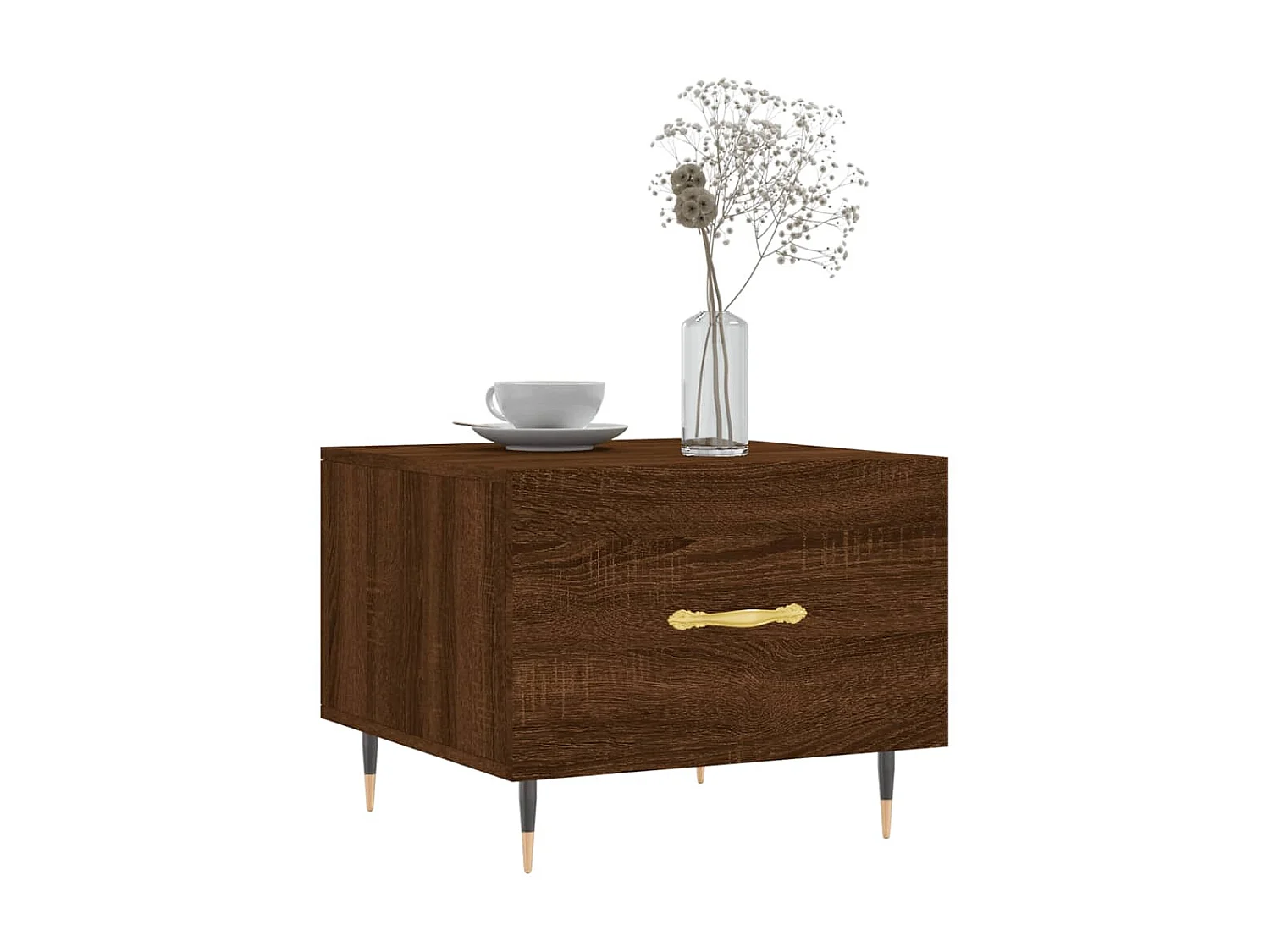 Mesa de centro Gold Roble marrón 50x50x40 cm Madera contrachapada