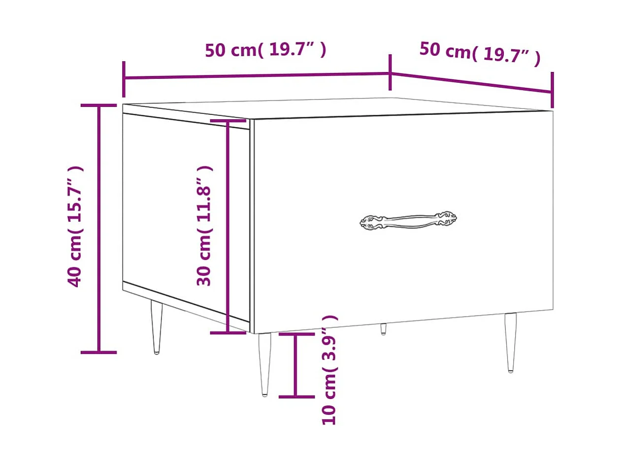 Mesa de centro Gold Roble marrón 50x50x40 cm Madera contrachapada