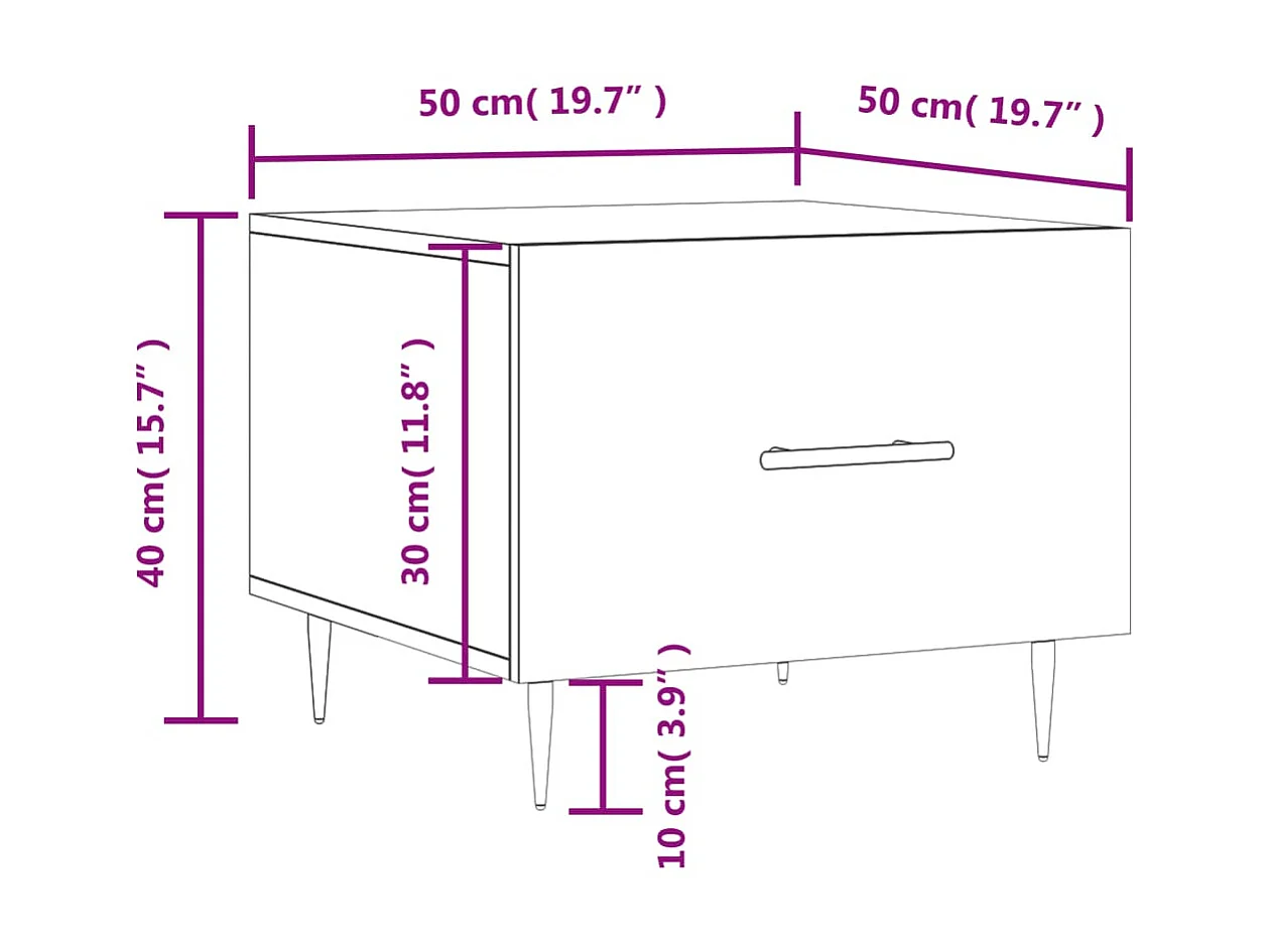Mesa de centro Gold White 50x50x40 cm de madera contrachapada