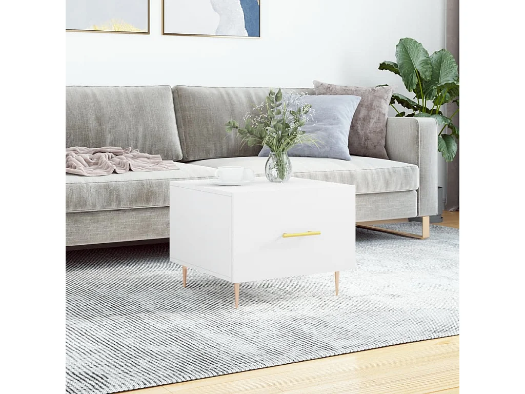 Goldweißer Couchtisch 50x50x40 cm aus Holzwerkstoff