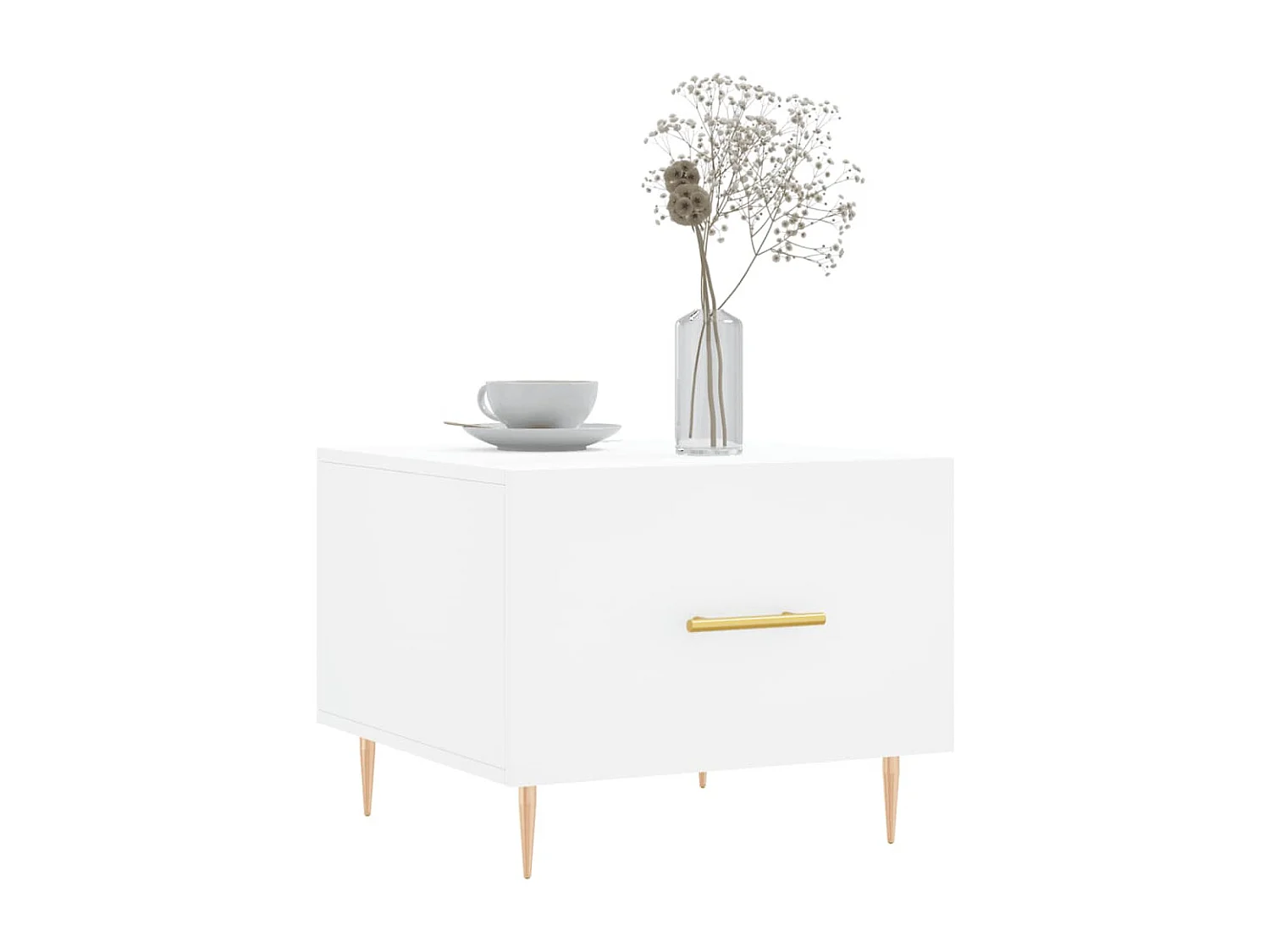 Goldweißer Couchtisch 50x50x40 cm aus Holzwerkstoff