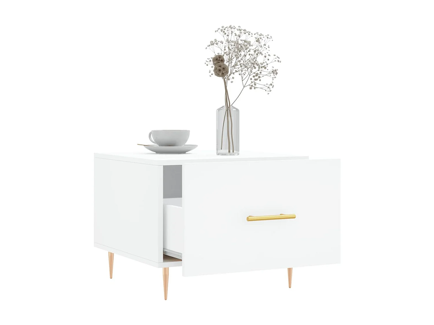 Goldweißer Couchtisch 50x50x40 cm aus Holzwerkstoff