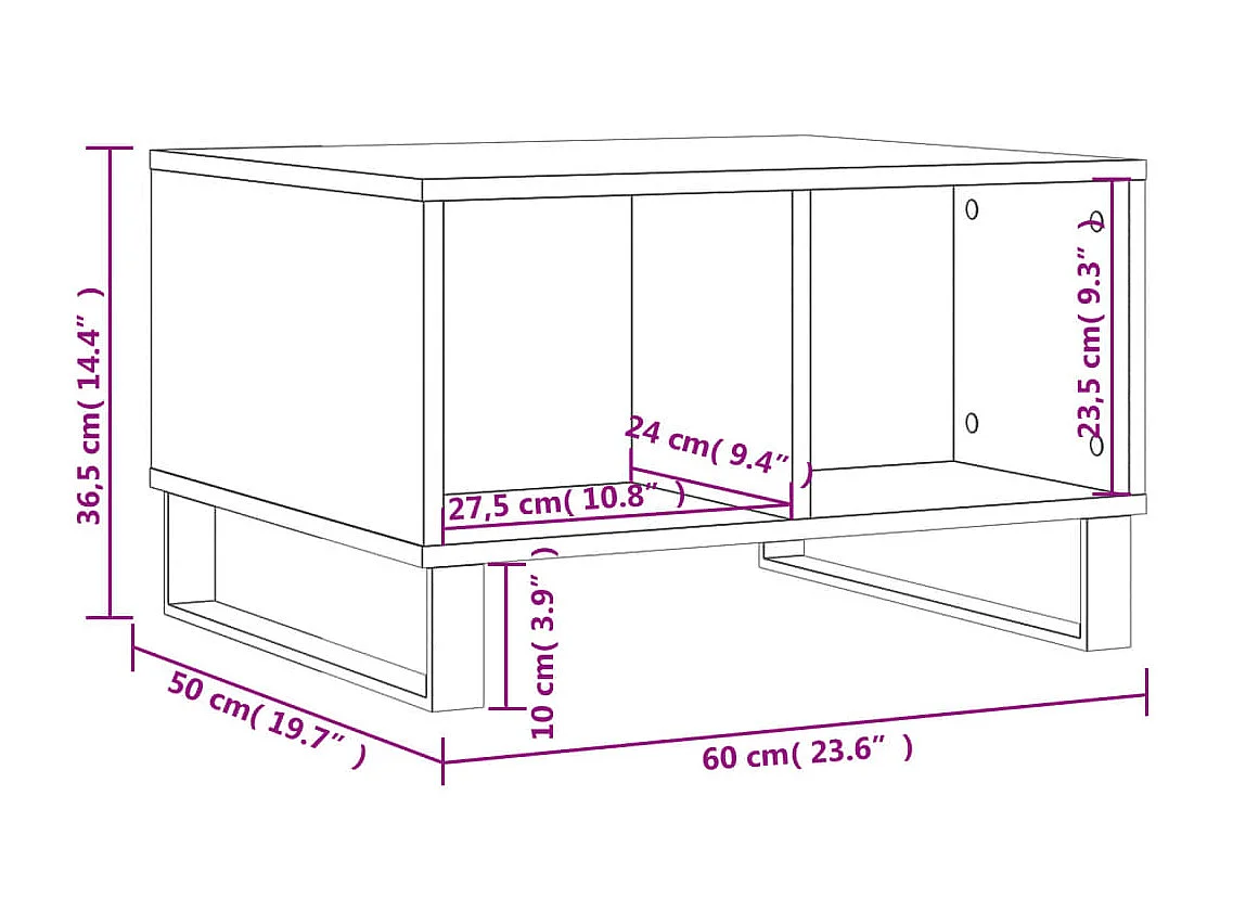 Mesa de centro dourada preta 60x50x36,5 cm Madeira trabalhada