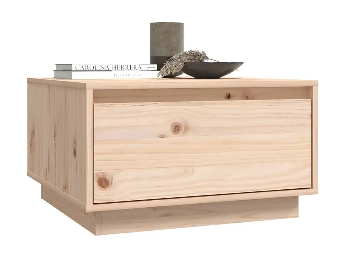 Mesa de centro dourada 55x56x32 cm Madeira maciça de pinho