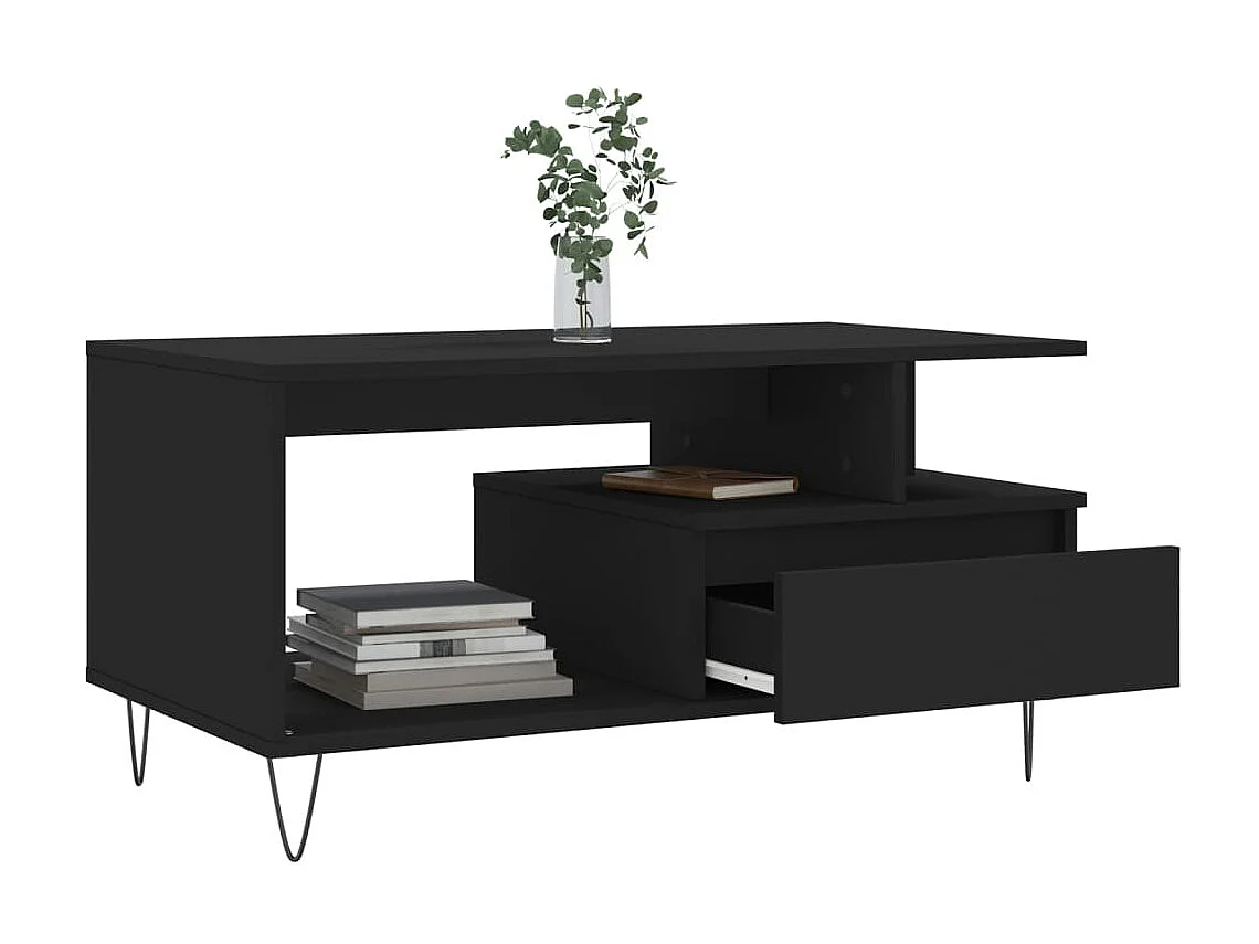 Table basse Noir 90x49x45 cm Bois d'ingénierie