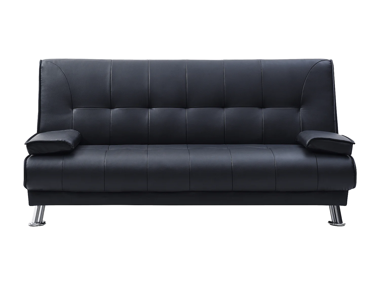 Kanapa z prostym mechanizmem rozkładania MAXIME z ekoskóry - Kolor: czarny