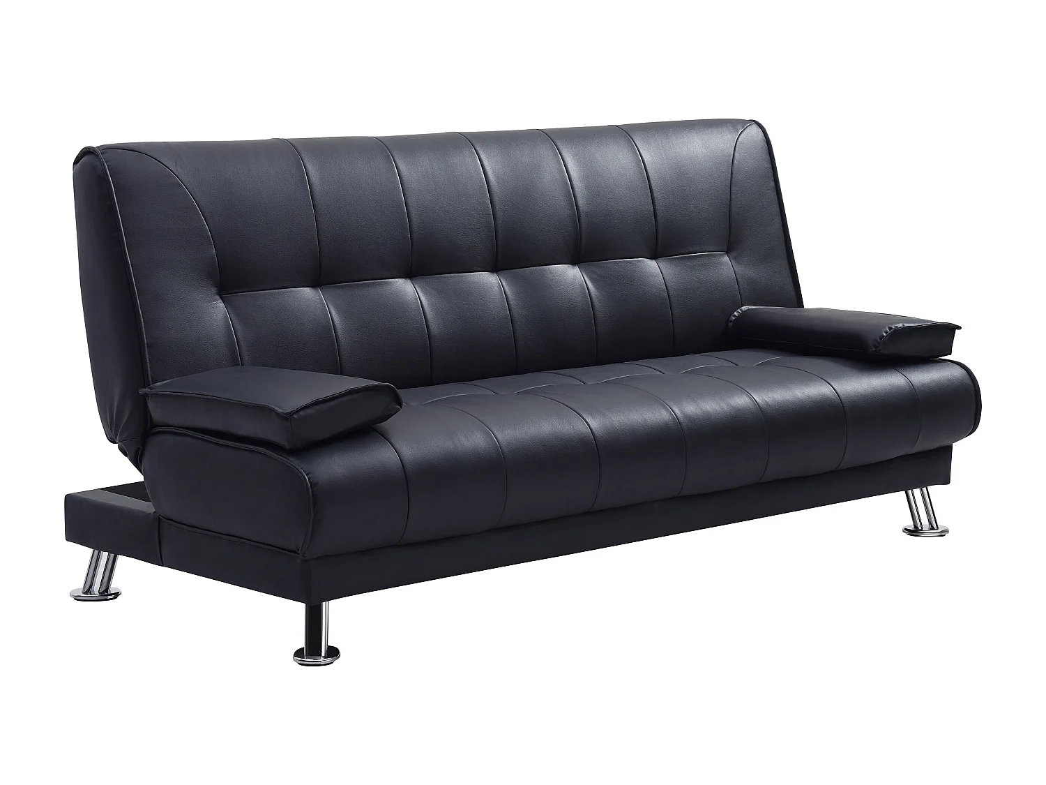 Kanapa z prostym mechanizmem rozkładania MAXIME z ekoskóry - Kolor: czarny