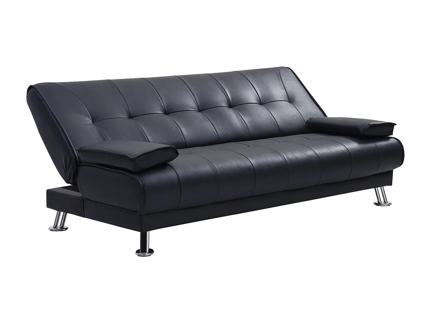Schlafsofa Klappsofa - Kunstleder - Schwarz - MAXIME II