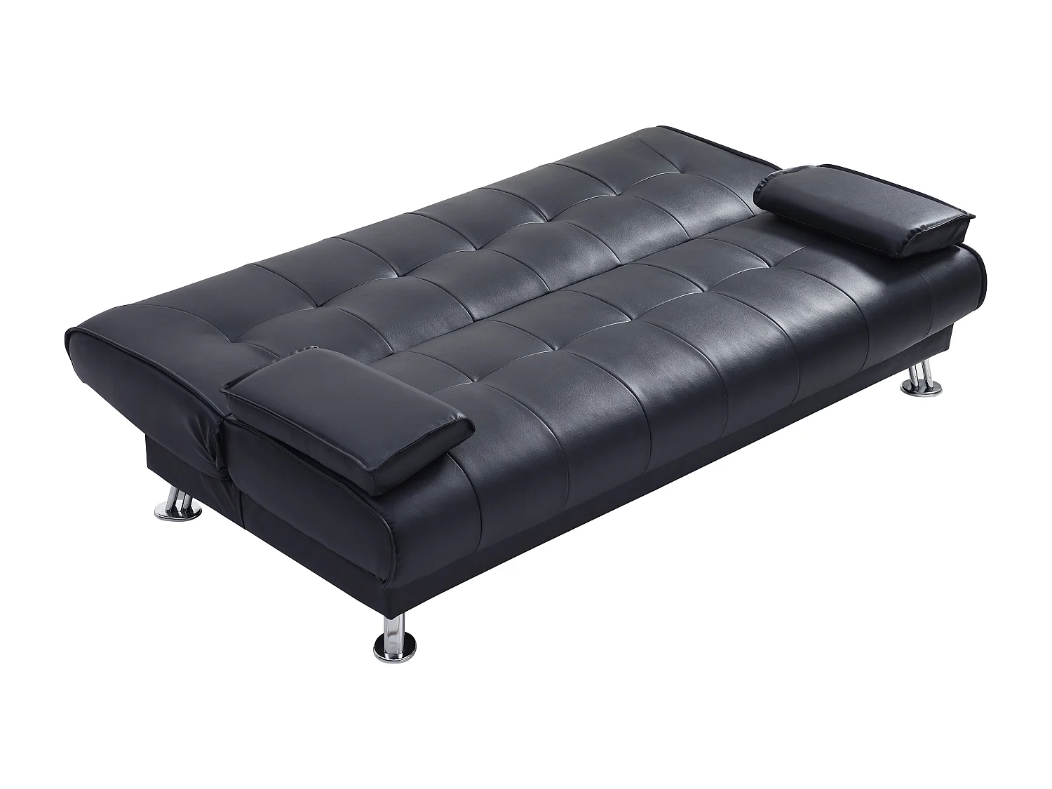Schlafsofa Klappsofa - Kunstleder - Schwarz - MAXIME II