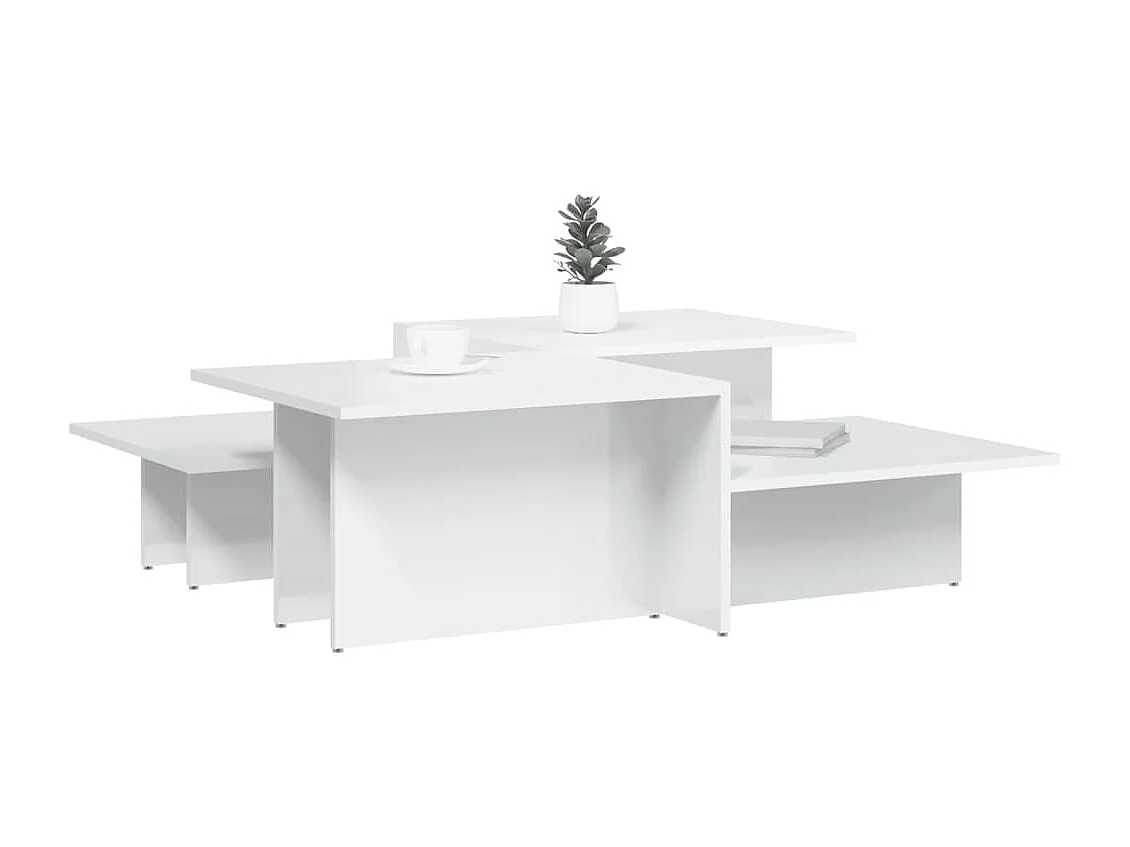 Tables basses 2 pcs blanc brillant bois d'ingénierie
