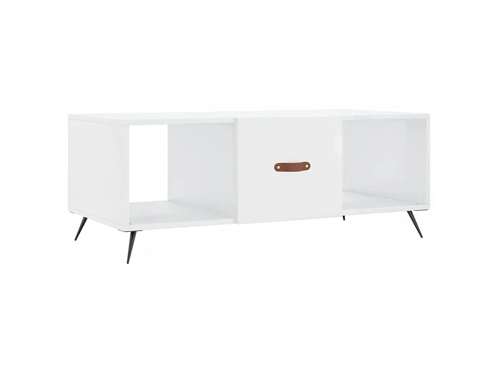 Table basse Blanc brillant 102x50x40 cm Bois d'ingénierie