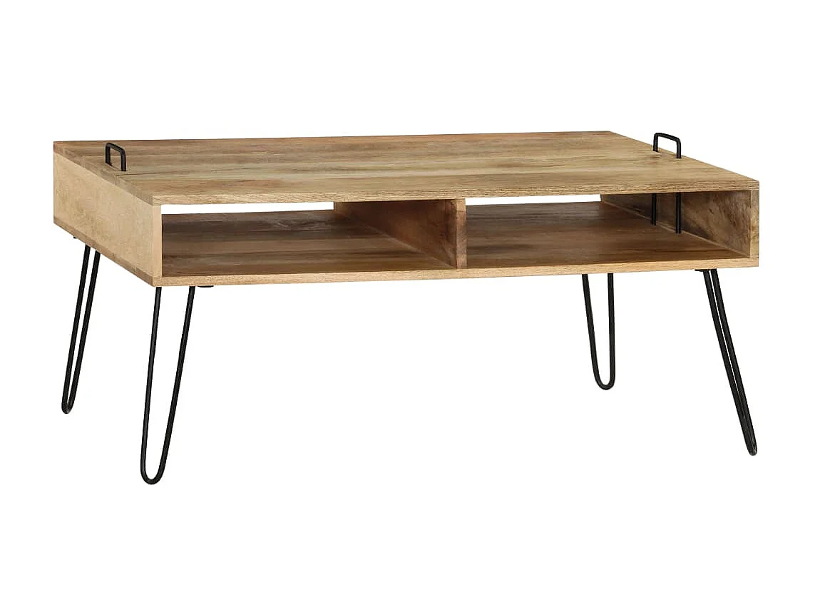 Mesa de centro dourada Madeira de mangueira maciça 100 x 60 x 45 cm