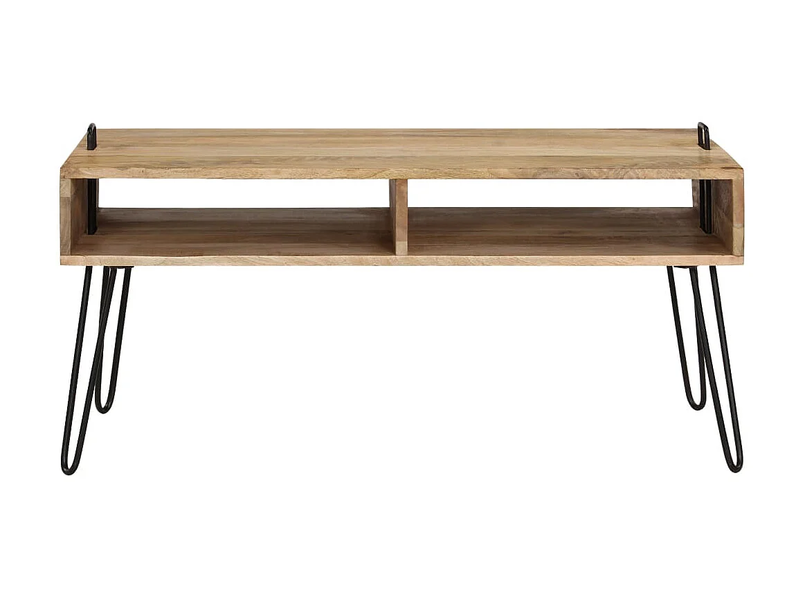 Mesa de centro dourada Madeira de mangueira maciça 100 x 60 x 45 cm