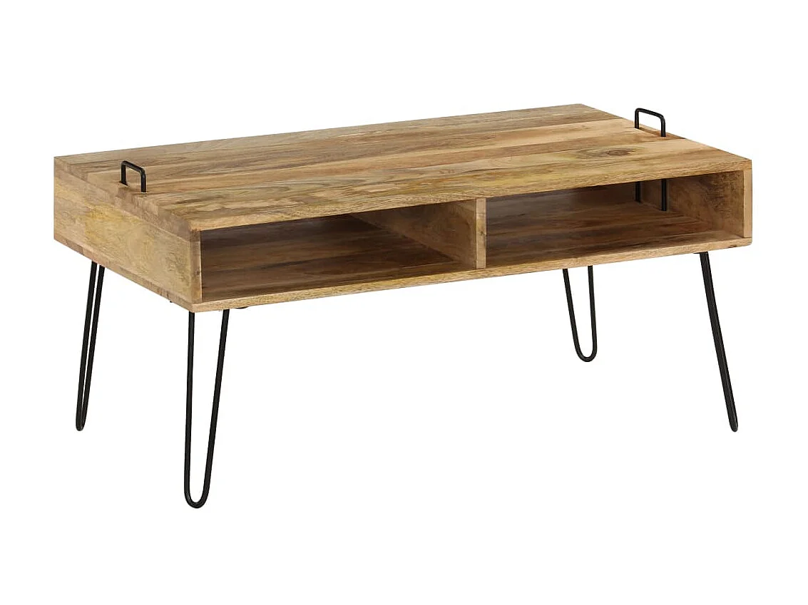 Mesa de centro dourada Madeira de mangueira maciça 100 x 60 x 45 cm