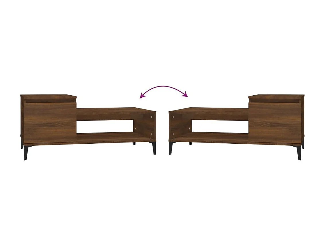 Gold Couchtisch Braune Eiche 100x50x45 cm Holzwerkstoff