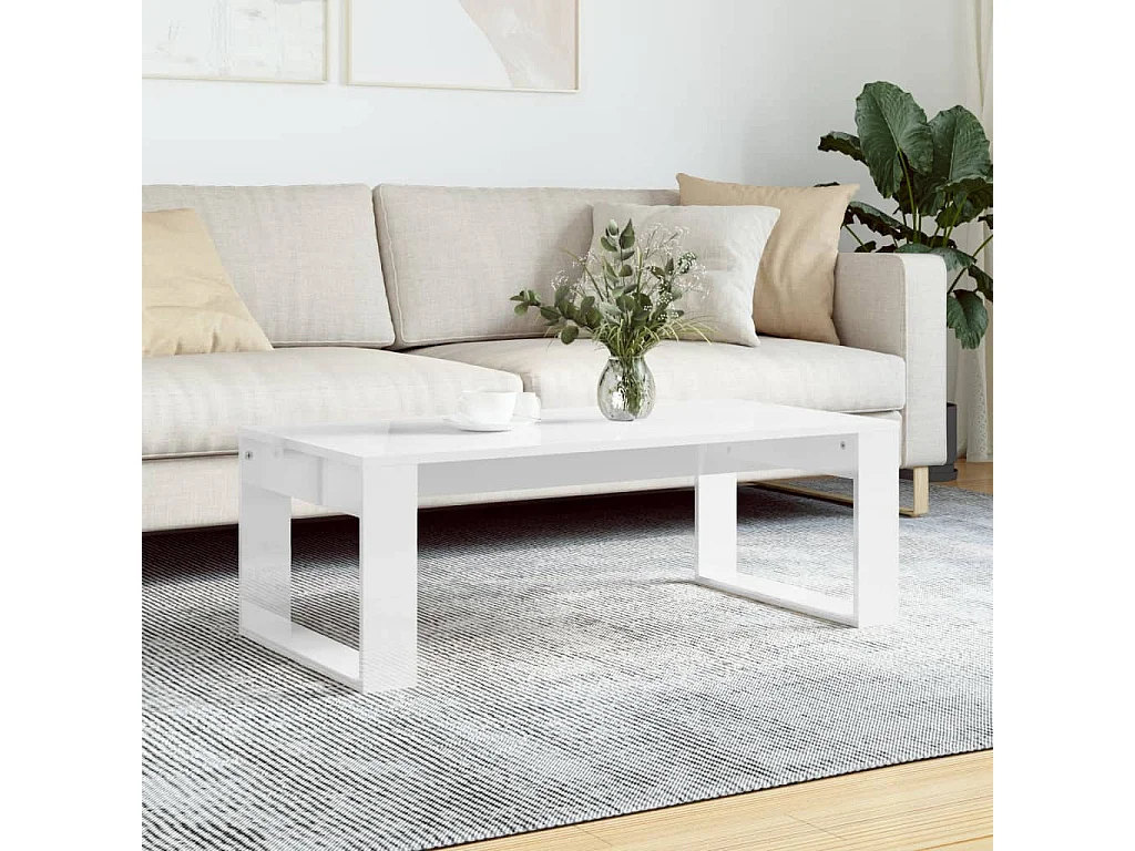 Goud Glanzend witte salontafel 102x50x35 cm samengesteld hout