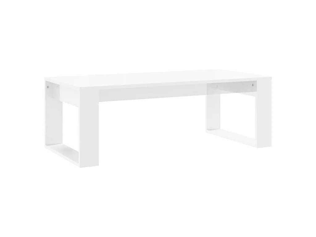 Table basse blanc brillant 102x50x35 cm bois d'ingénierie