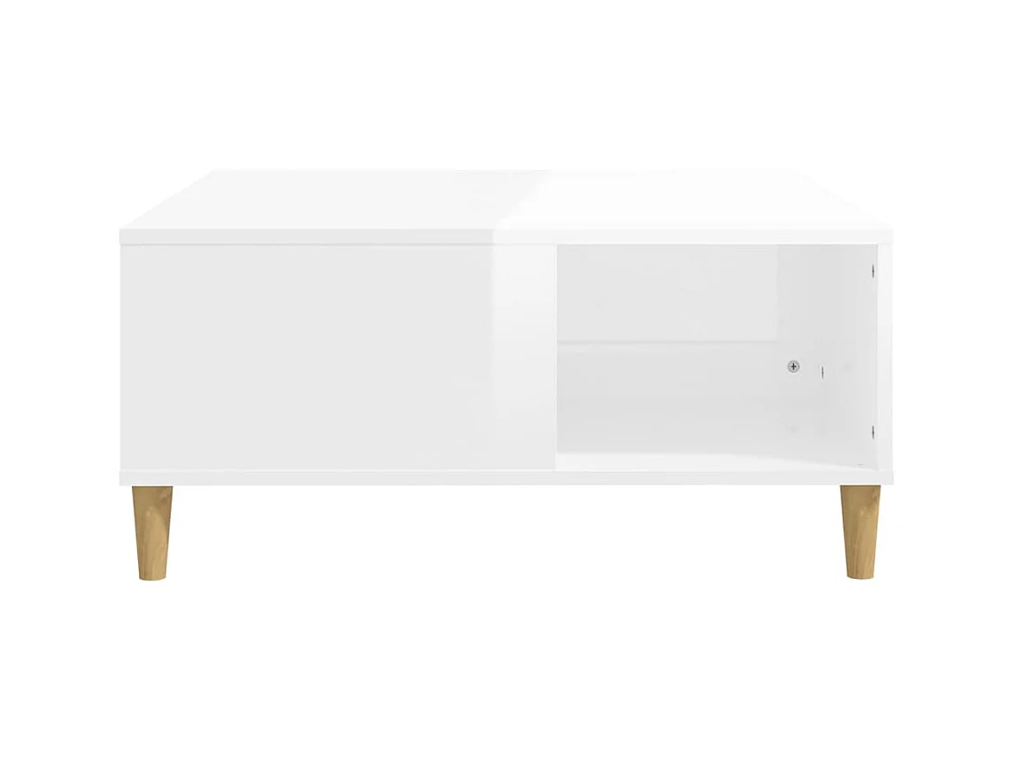 Table basse blanc brillant 80x80x36,5 cm bois d'ingénierie