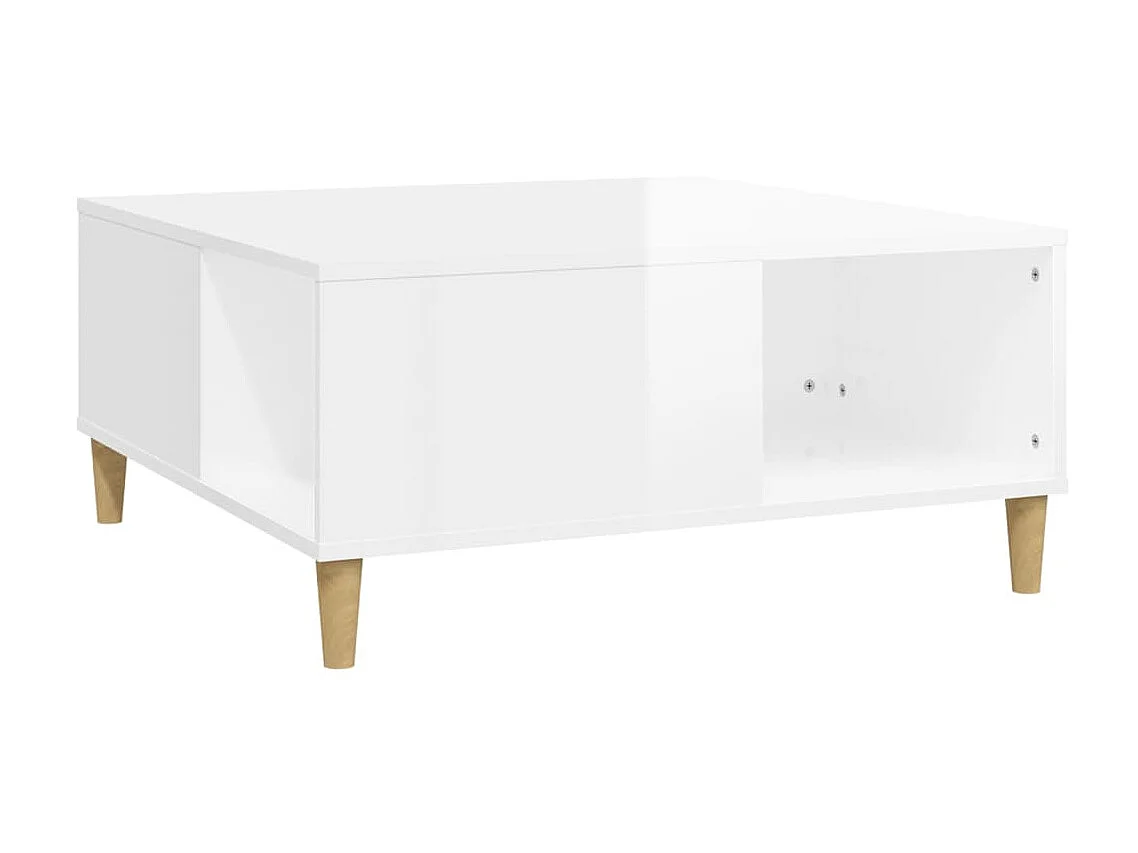 Table basse blanc brillant 80x80x36,5 cm bois d'ingénierie