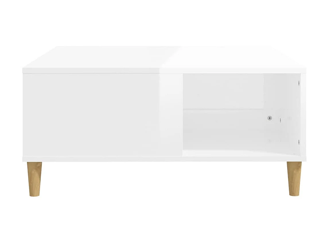 Table basse blanc brillant 80x80x36,5 cm bois d'ingénierie