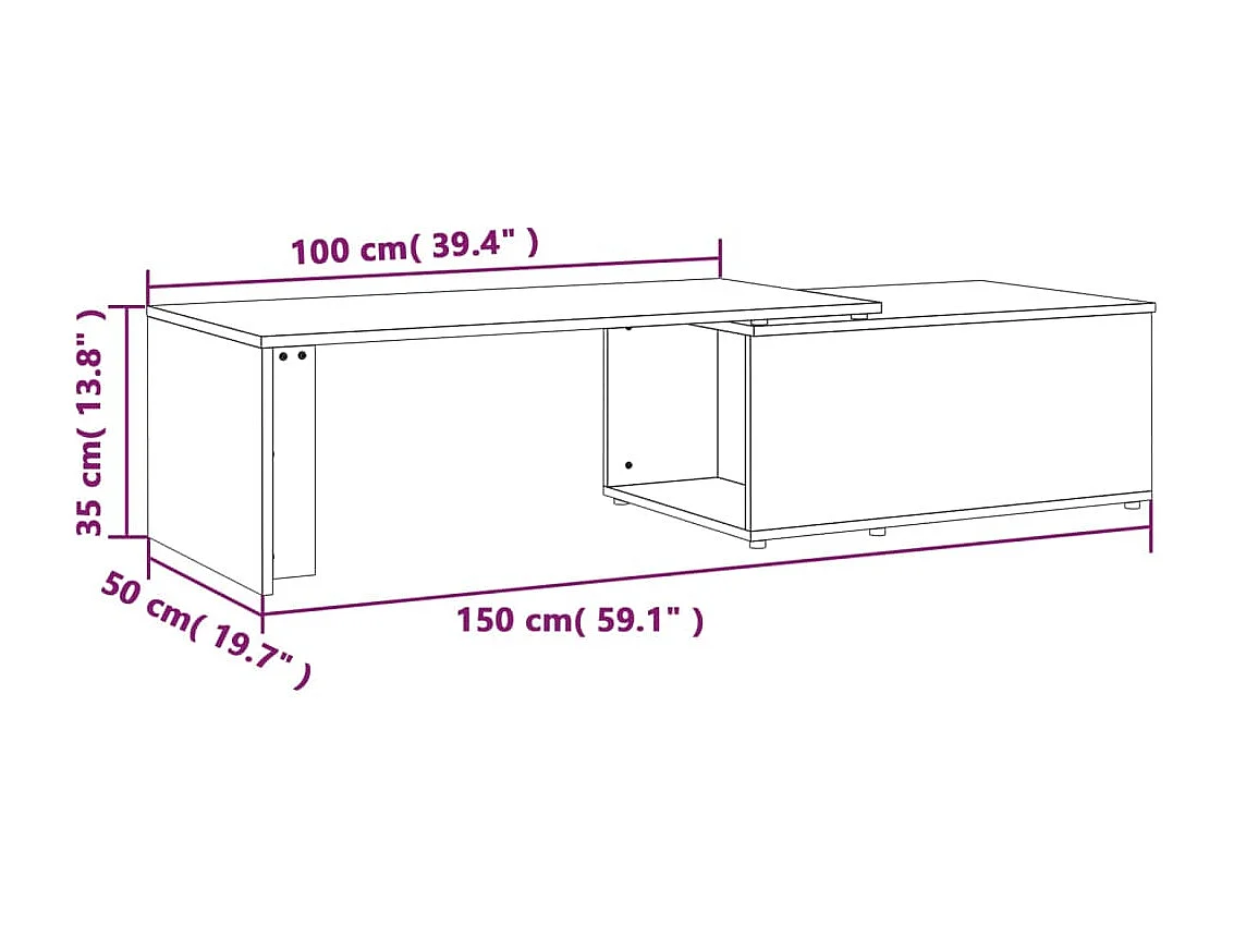 Gouden Sonoma grijze salontafel 150x50x35 cm Bewerkt hout