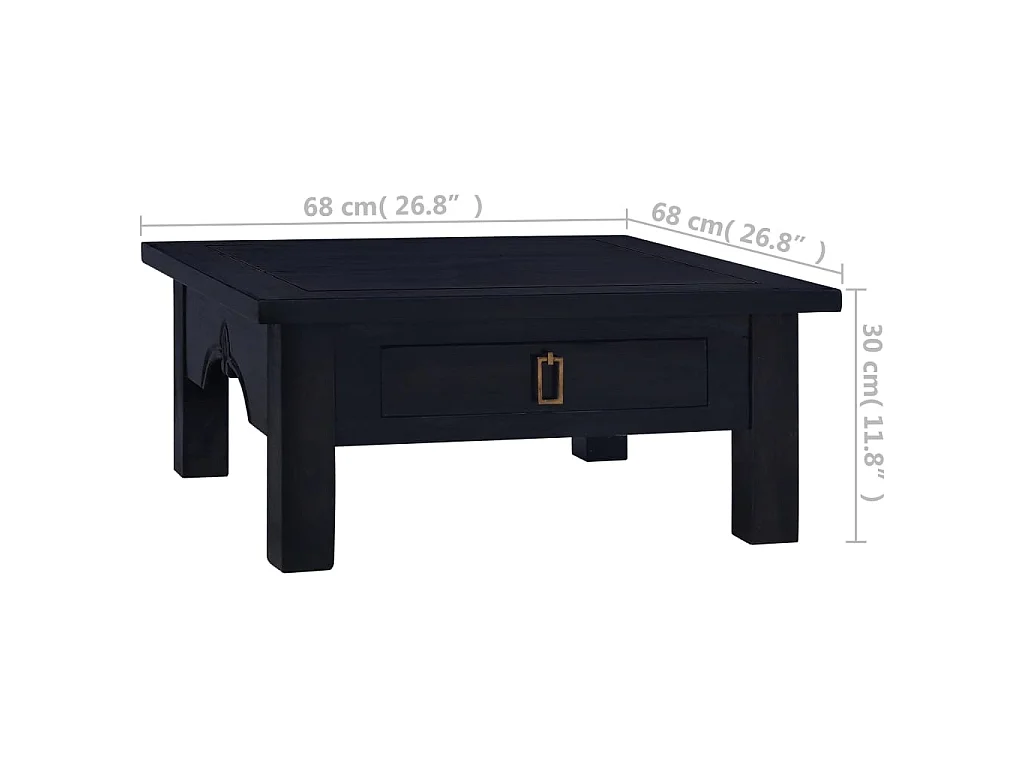 Gold Couchtisch Hellschwarzer Kaffee 68x68x30 cm Massives Mahagoniholz