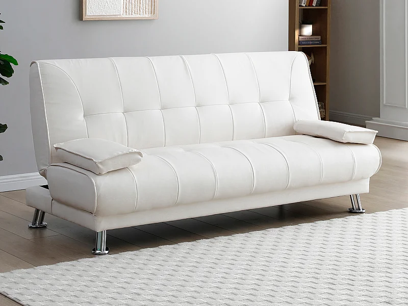Canapé convertible clic-clac en simili blanc MAXIME II
