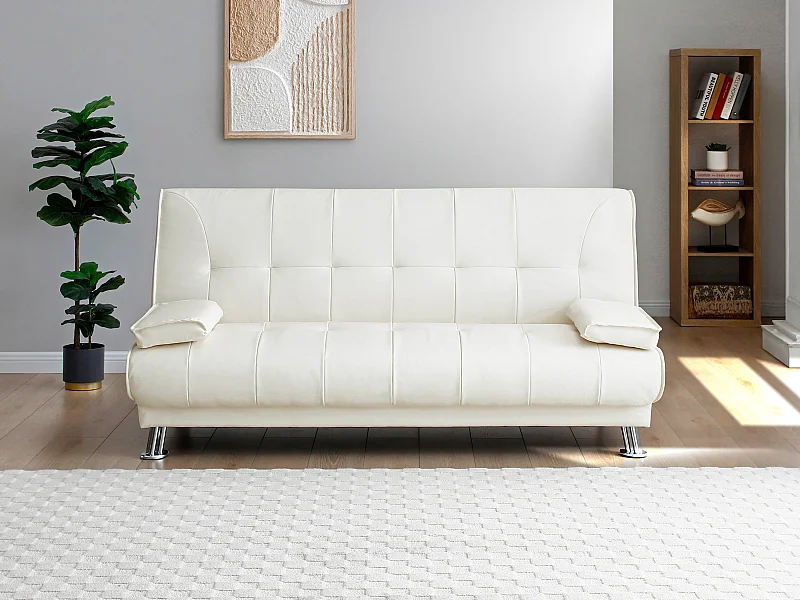 Schlafsofa Klappsofa - Kunstleder - Weiß - MAXIME II