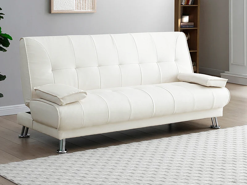 Schlafsofa Klappsofa - Kunstleder - Weiß - MAXIME II