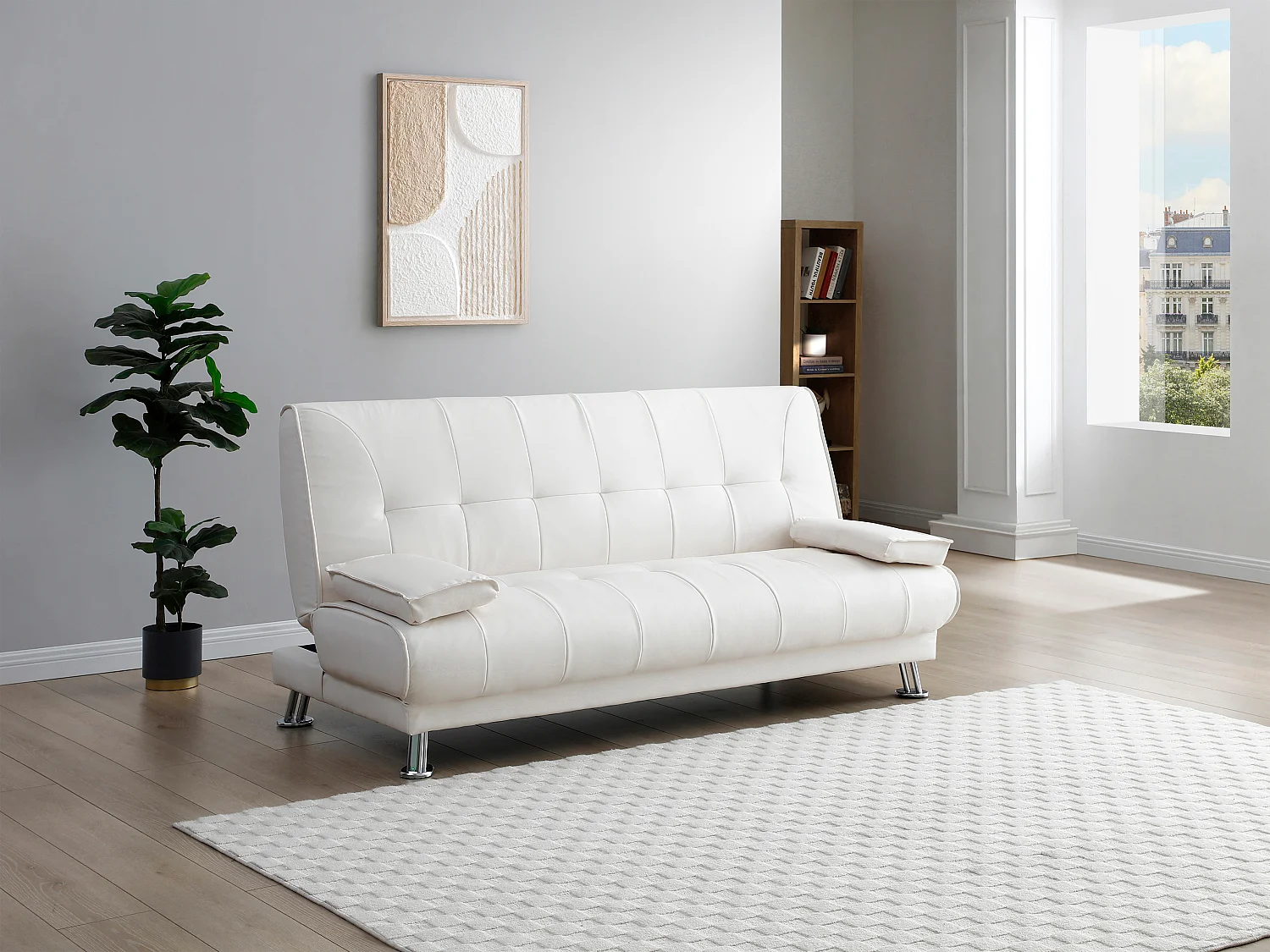 Schlafsofa Klappsofa - Kunstleder - Weiß - MAXIME II